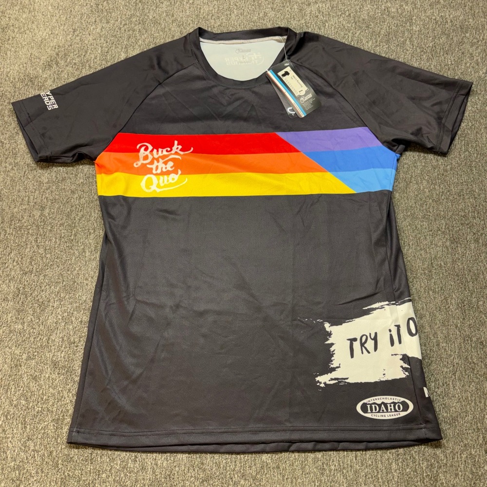 Hyperthreads Mens‎ Running Top L Buck the Quo Idaho Cycling League Jersey New